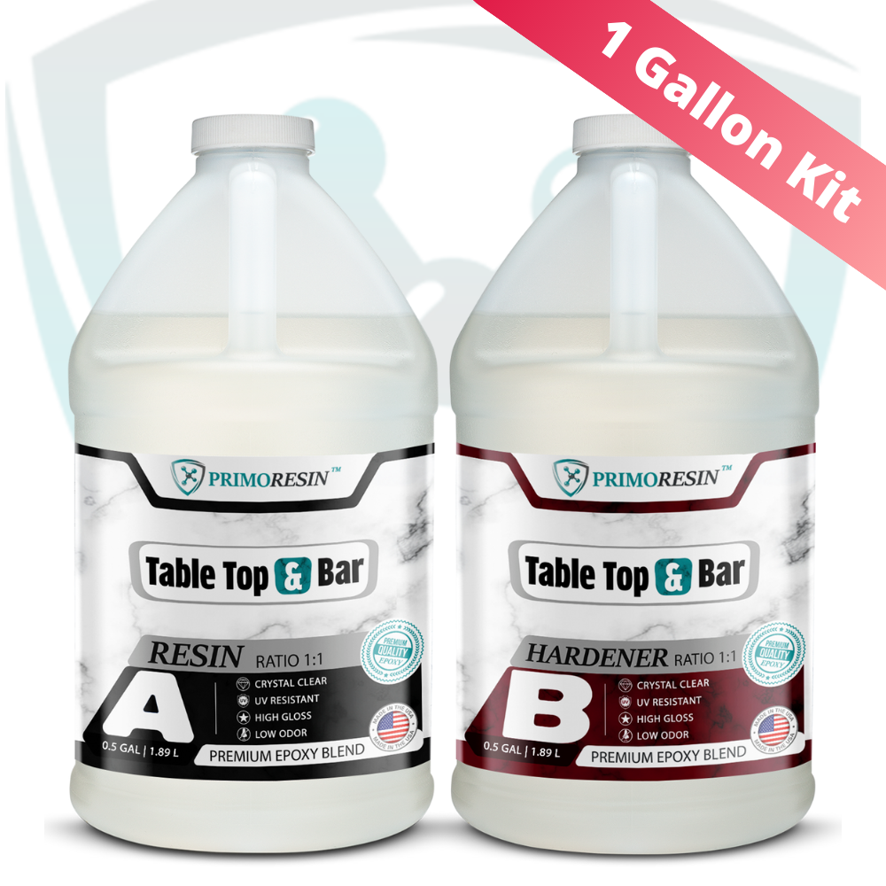 Clear Epoxy Resin With High Gloss Finish For Tabletops - Woodcrafters Kit  Woodcrafter Tabletop Epoxy, 1 Gallon Kit