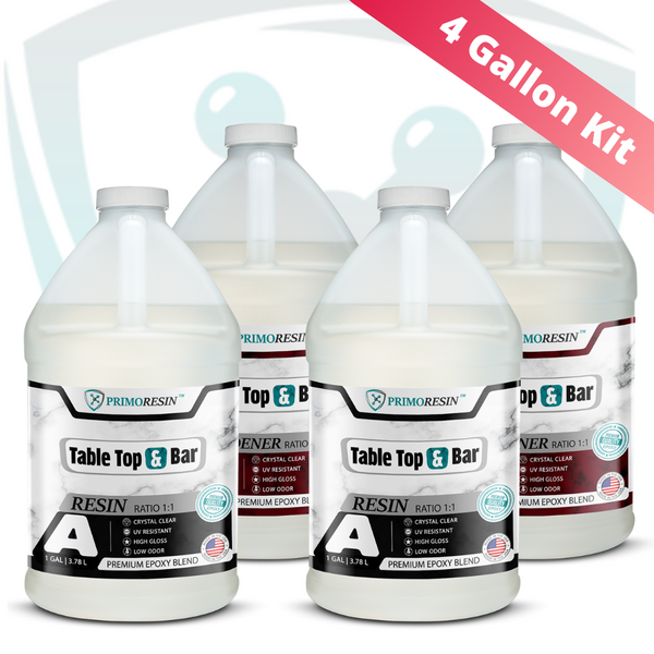 Primo Resin | 1 Gallon Premium Epoxy Resin Kit | Clear Resin for Tabletop, Bar Top, Wood & Countertop | Non-Yellowing, Ultra-Glossy & Auto-Leveling